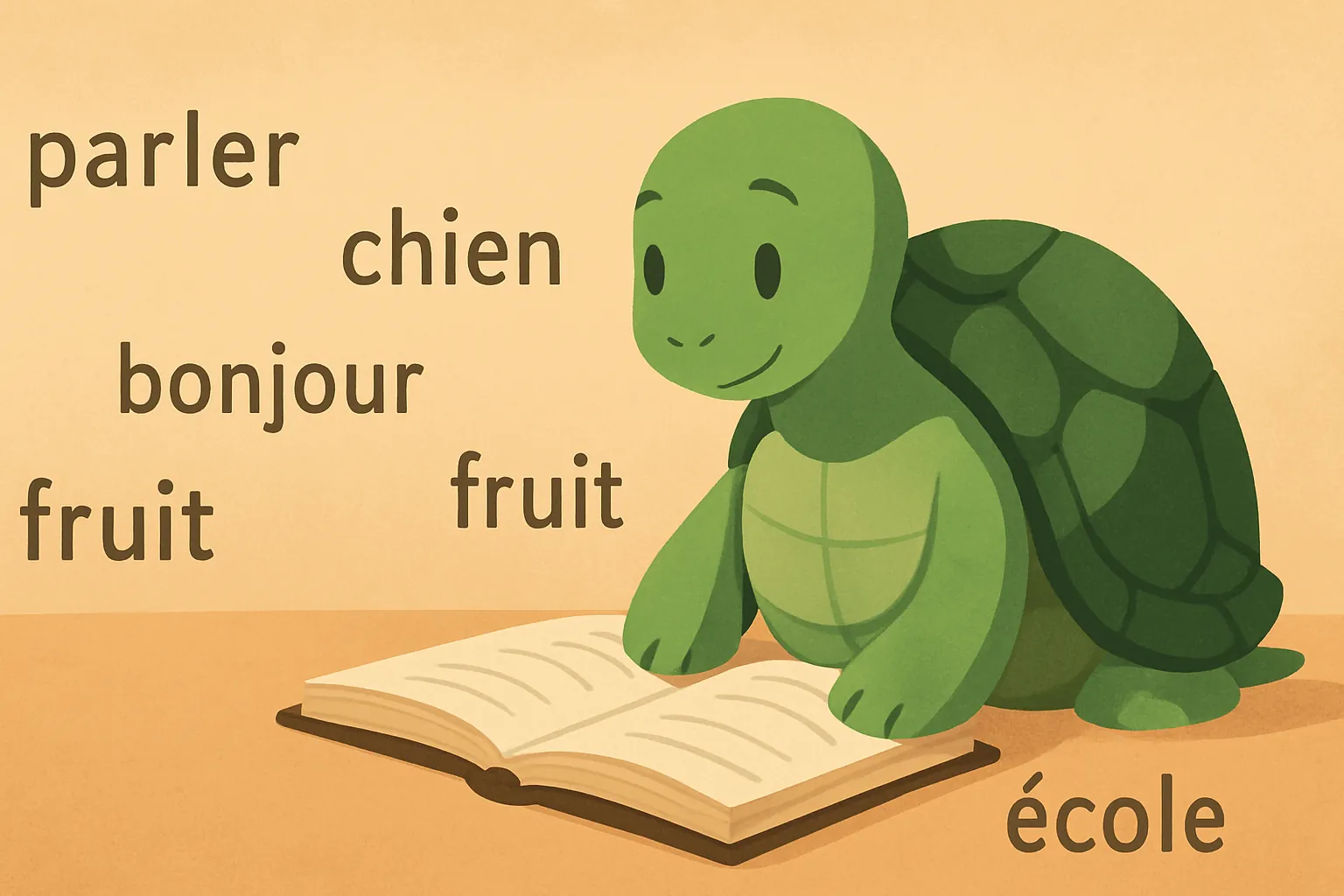 Illustration éditoriale montrant la tortue de TortoLingua découvrant le sens grâce au contexte pour l’article "Comment la répétition espacée fonctionne pour les langues".