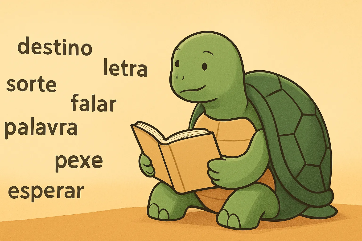 Ilustração editorial mostrando a tartaruga da TortoLingua descobrindo significado por meio do contexto para o artigo "Como a repetição espaçada funciona para aprender idiomas".