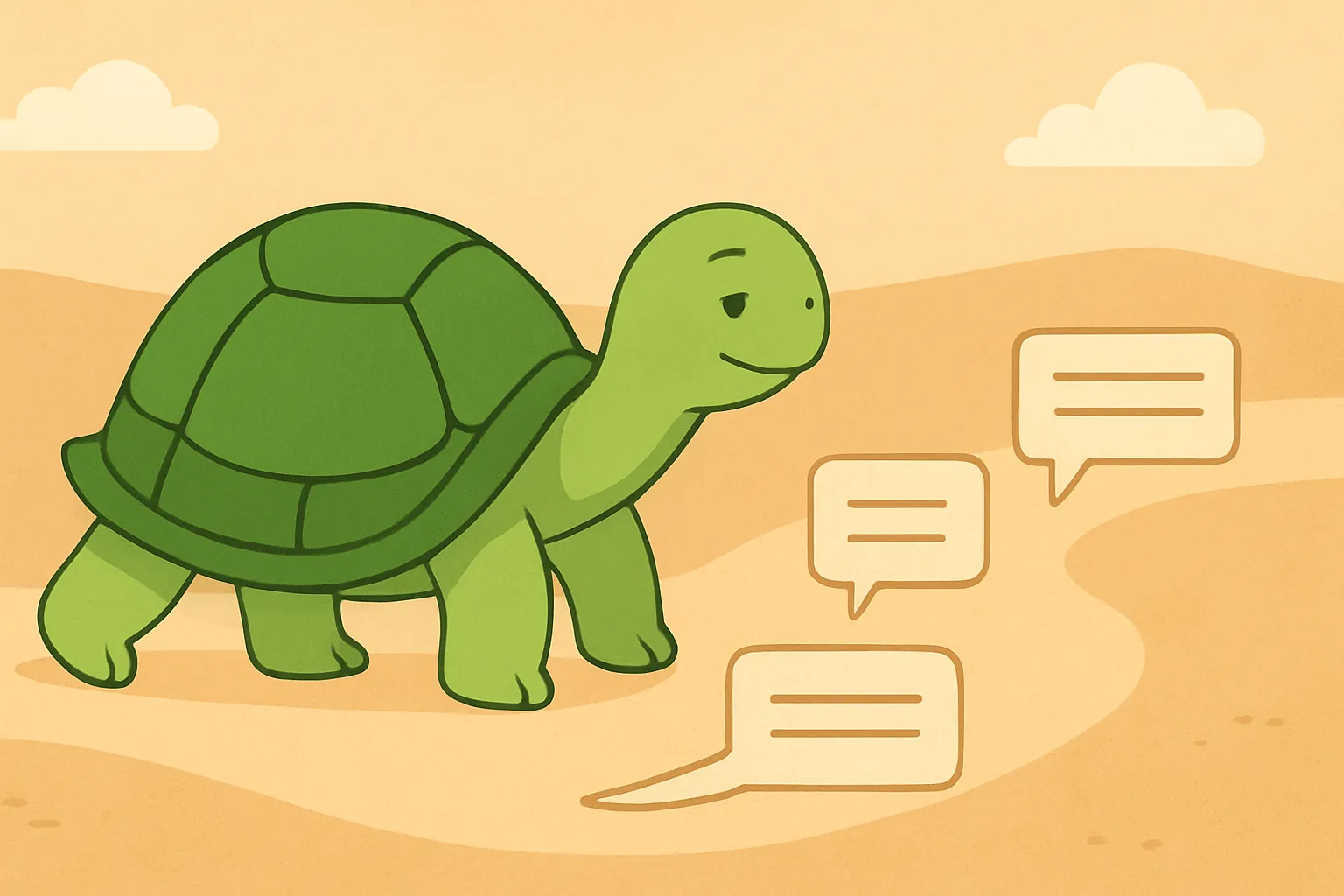 Ilustracja redakcyjna przedstawiająca żółwia TortoLingua w spokojnej scenie nauki przez czytanie do artykułu "Jak nauczyć się języka przed przeprowadzką za granicę".